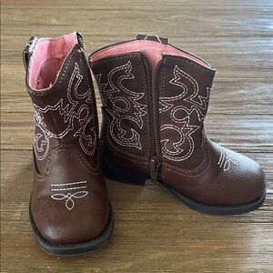 wonder nation Brown and Pink Toddler Cowboy Boots